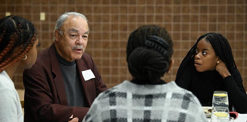 Bill Lewis '68, retired attorney from the Office of Civil Rights and Diversity, at the Alumni and Students of Color Networking Lunch.